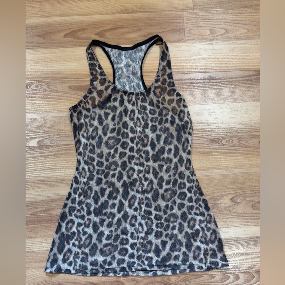 Leopard Print Mesh Tank Top